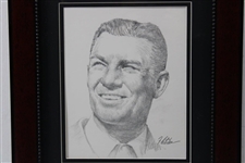 Ben Hogan Original Portrait Pencil Sketch Signed by Artist Robert Fletcher - Framed 