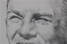 Ben Hogan Original Portrait Pencil Sketch Signed by Artist Robert Fletcher - Framed 