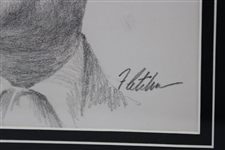 Ben Hogan Original Portrait Pencil Sketch Signed by Artist Robert Fletcher - Framed 
