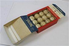 1943 Dozen (12) Wrapped Spalding Olympic Golf Balls in Fold Up/Out Display Box