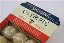 1943 Dozen (12) Wrapped Spalding Olympic Golf Balls in Fold Up/Out Display Box