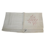 Rare Roberto de Vicenzo & Bob Goalby Signed Champs Dinner Napkin with '65' Notation JSA ALOA