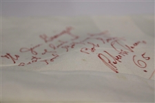 Rare Roberto de Vicenzo & Bob Goalby Signed Champs Dinner Napkin with '65' Notation JSA ALOA
