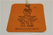 1957 Masters Tournament Sunday Practice Rd Ticket #347 with Original String - Doug Ford Winner
