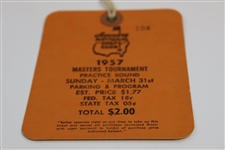 1957 Masters Tournament Sunday Practice Rd Ticket #184 with Original String - Doug Ford Winner