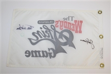 Jack Nicklaus & Tom Watson Signed The Wendy's Champions Skins Game Flag JSA ALOA