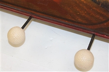 Classic Decorative Golf Scene Painted Clubs & Golf Balls Dual Coat Rack/Shelf