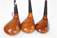 Ben Hogan Woods 1-3-5 Persimmon Heads Oil Hardened Steel Shafts Apex #5 Hogan Grips