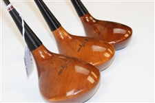 Ben Hogan Woods 1-3-5 Persimmon Heads Oil Hardened Steel Shafts Apex #5 Hogan Grips
