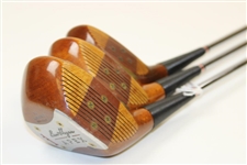 Ben Hogan Woods 1-3-5 Persimmon Heads Oil Hardened Steel Shafts Apex #5 Hogan Grips