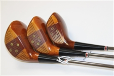 Ben Hogan Woods 1-3-5 Persimmon Heads Oil Hardened Steel Shafts Apex #5 Hogan Grips