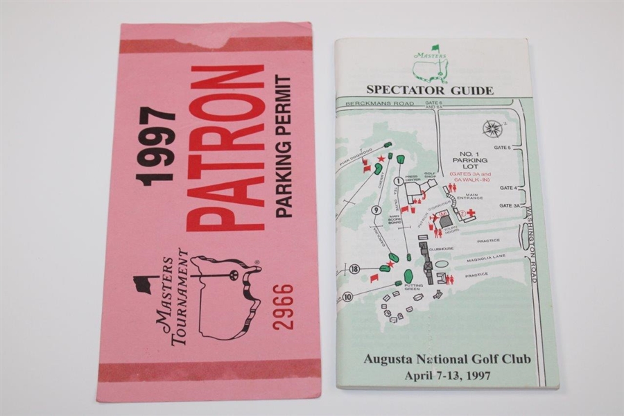 1997 Masters Spectator Guide with Patron Parking Pass #2966 - Tiger's First Masters Win