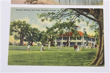 Two 1930's Augusta National Golf Club Post Cards - Hole 12 & Clubhouse
