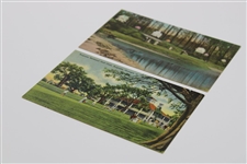 Two 1930's Augusta National Golf Club Post Cards - Hole 12 & Clubhouse