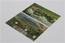Two 1930's Augusta National Golf Club Post Cards - Hole 12 & Clubhouse