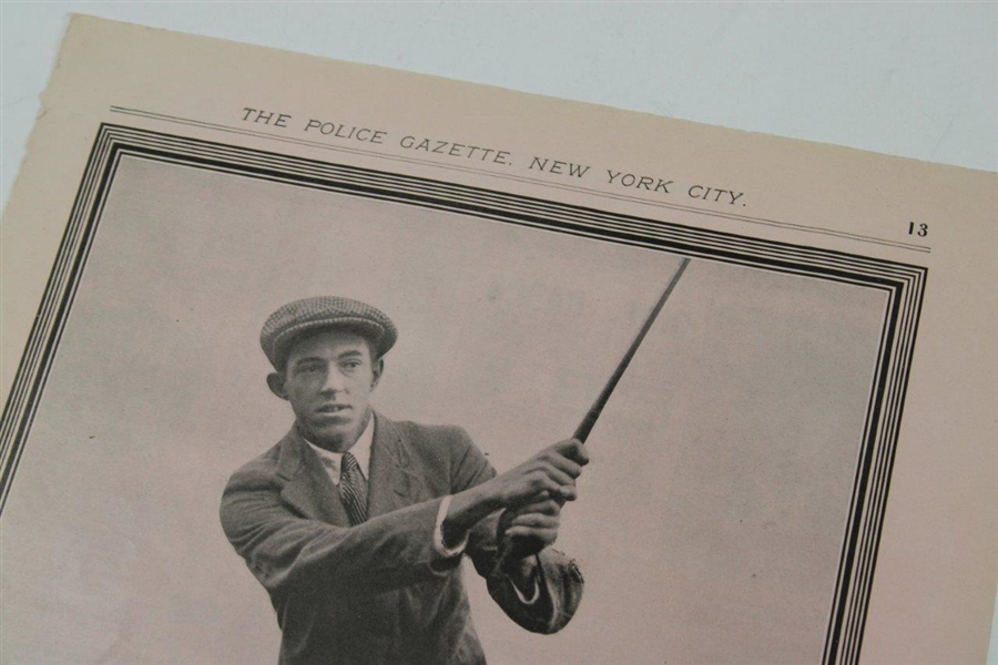 Francis Ouimet 'World's Open Golf Chammpion' Oversize New York Police Gazette Page