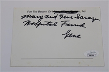 Gene Sarazen Triple Signed Augusta National Porch Charity Benefit Postcard JSA #AB82004