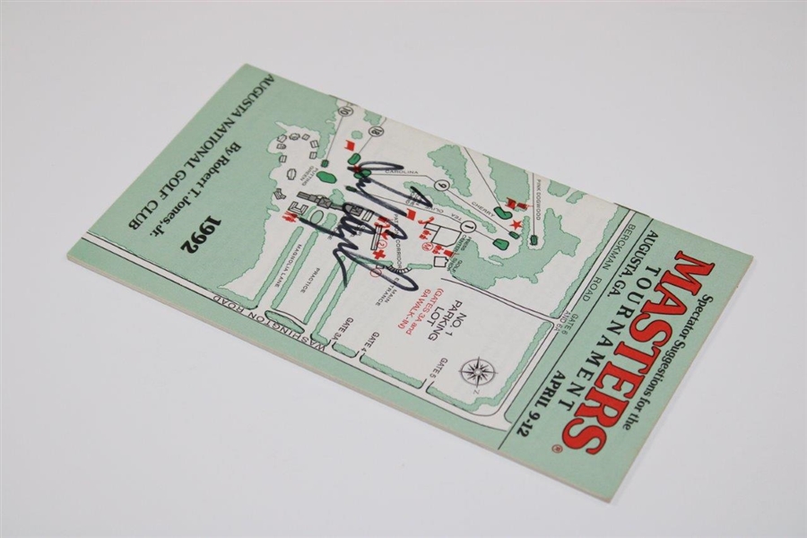 Champion Fred Couples Signed 1992 Masters Tournament Spectator Guide JSA ALOA