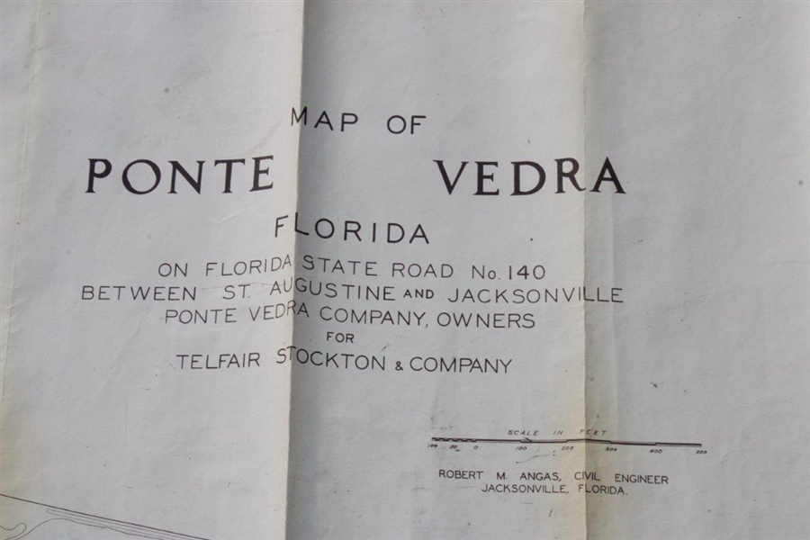 c. 1930's Ocean Course at Ponte Vedra Inn & Club Antique Map - 13 Feet Long!