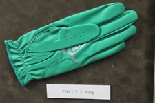 Cabrera, Cink, Yang & Glover Signed Golf Gloves Display - 2009 Major Champs - Framed JSA ALOA