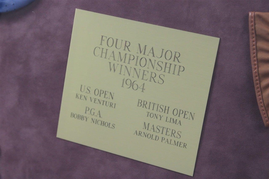 Palmer, Nichols, Venturi & Lema(NS) Signed Golf Gloves Display - 1964 Major Champs - Framed JSA ALOA