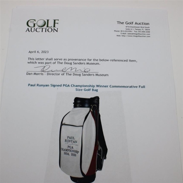 Paul Runyan Signed PGA Championship Winner Commemorative Full Size Golf Bag JSA ALOA