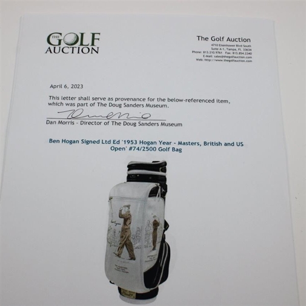 Ben Hogan Signed Ltd Ed '1953 Hogan Year - Masters, British and US Open' #74/2500 Golf Bag JSA ALOA