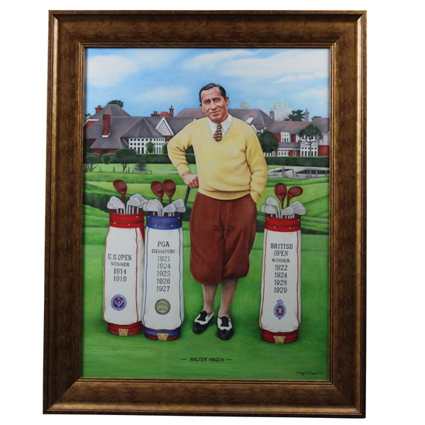 Walter Hagen Major Victories Golf Bags Kathy M. Crosse Print - Framed