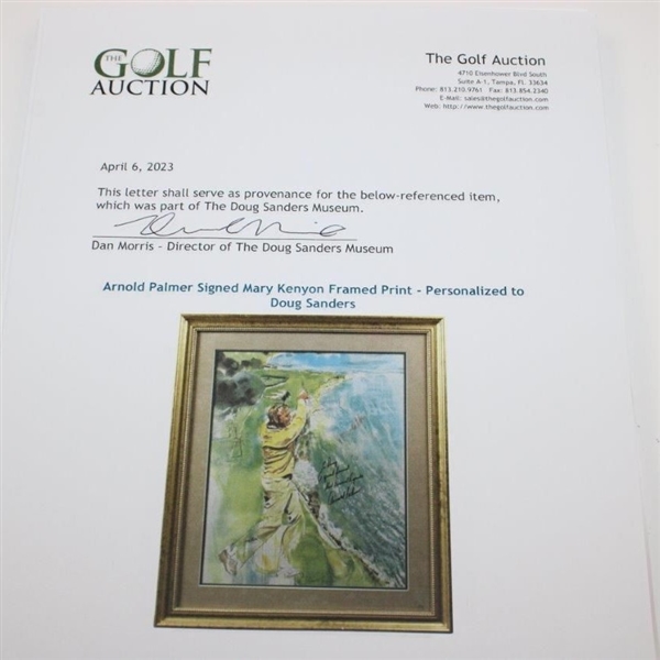 Arnold Palmer Signed Mary Kenyon Framed Print - Personalized to Doug Sanders JSA ALOA