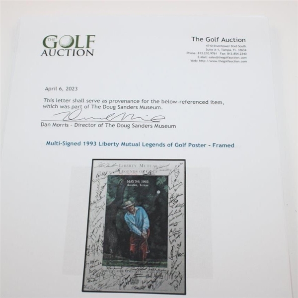 Multi-Signed 1993 Liberty Mutual Legends of Golf Poster - Framed JSA ALOA