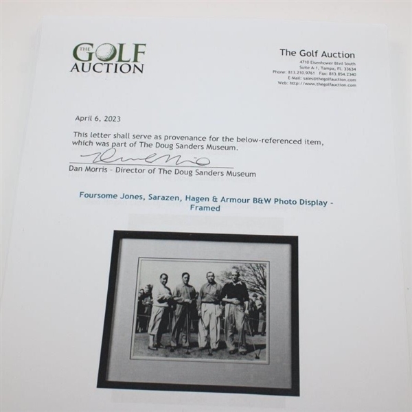 Foursome Jones, Sarazen, Hagen & Armour B&W Photo Display - Framed