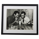Ben Hogan Signed 1940 Masters B&W Drinking Milkshake w/Jimmy Demaret B&W Photo - Framed JSA ALOA