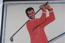 Original Paint and Marker Henley Mesh Marking Golf Ball Advertising Artwork by Rona G. Raymond  - Framed