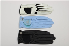Big 3' Palmer, Nicklaus & Player Signed LH White/Blue/Black Golf Gloves JSA ALOA