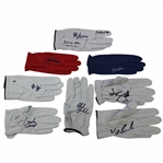 Spieth, Mickelson, Singh & Five (5) other Masters Champions Signed Golf Gloves JSA ALOA