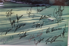 Payne Stewart & Field Signed 1999 The Masters Poster - Framed JSA ALOA