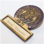 1971 US Amateur at Wilmington CC Contestant Badge - Danny Edwards