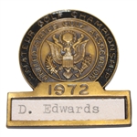 1972 US Amateur at Charlotte CC Contestant Badge - Danny Edwards