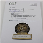1972 US Amateur at Charlotte CC Contestant Badge - Danny Edwards