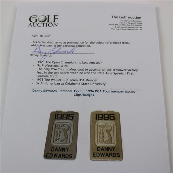 Danny Edwards' Personal 1995 & 1996 PGA Tour Member Money Clips/Badges