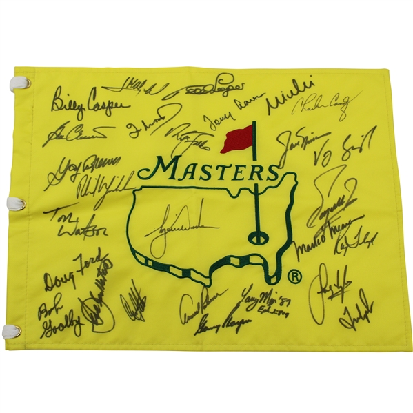 Tiger Woods Center Signed Undated Masters Champs Flag with 26 others JSA #YY19250