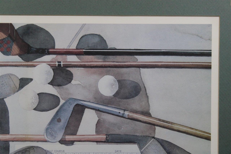 1989 'The Tradition' Golf Clubs, Balls, Scorecards & Tees Lithograph Signed by Artist B. Turner - Famed