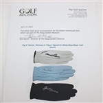 Big 3' Palmer, Nicklaus & Player Signed LH White/Blue/Black Golf Gloves JSA ALOA
