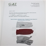 Spanish Masters Champions Seve, Olazabal & Sergio Signed LH White/Red/White Golf Gloves JSA ALOA
