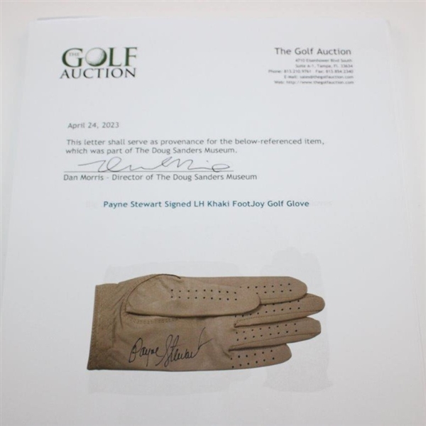 Payne Stewart Signed LH Khaki FootJoy Golf Glove JSA ALOA
