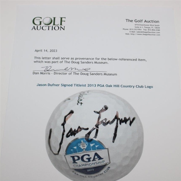 Jason Dufner Signed Titleist 2013 PGA Oak Hill Country Club Logo Golf Ball JSA ALOA
