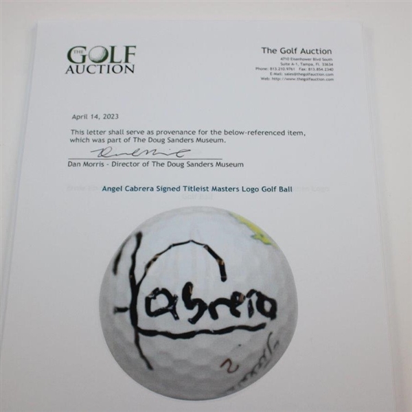 Angel Cabrera Signed Titleist Masters Logo Golf Ball JSA ALOA
