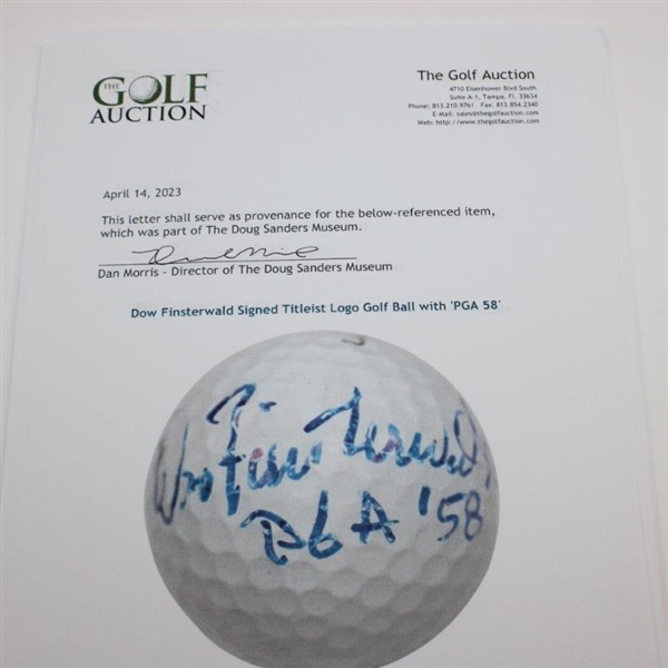 Dow Finsterwald Signed Titleist Logo Golf Ball with 'PGA 58' JSA ALOA