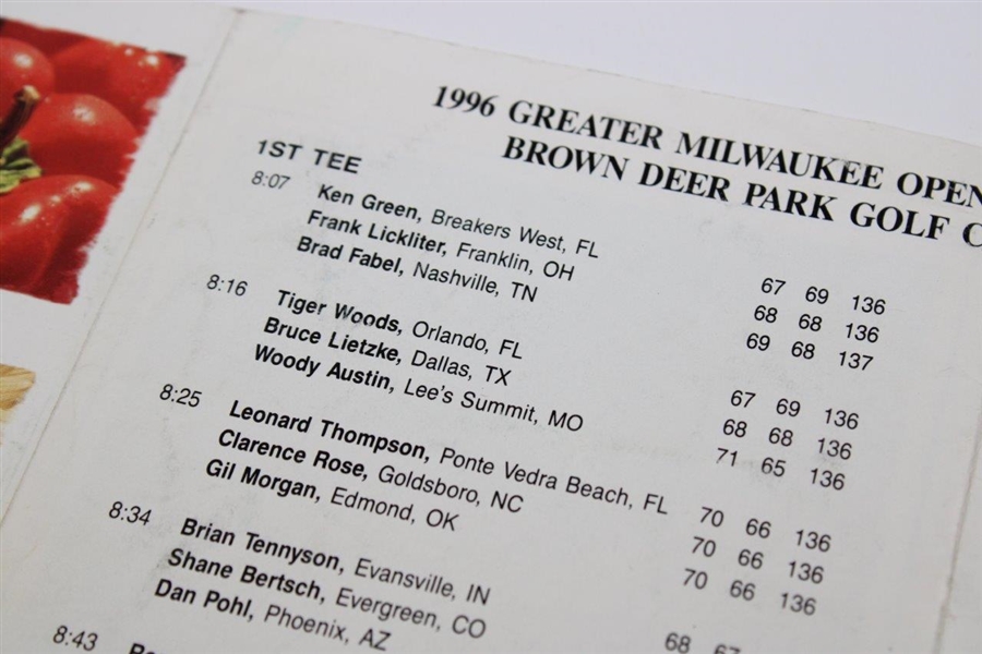 1996 Greater Milwaukee Open Saturday Pairing Sheet & Spectator Guide
