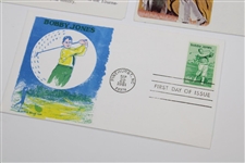 Five (5) Postcards Including Bobby Jones, Sandy Lyle, OPEN Championship & more JSA ALOA